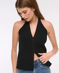 Ribbed Halter Sweater Vest