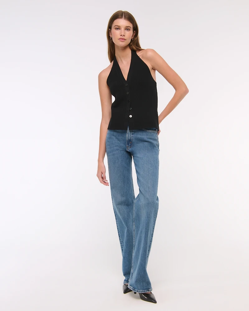 Ribbed Halter Sweater Vest