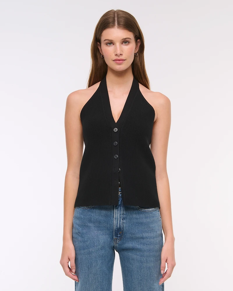 Ribbed Halter Sweater Vest