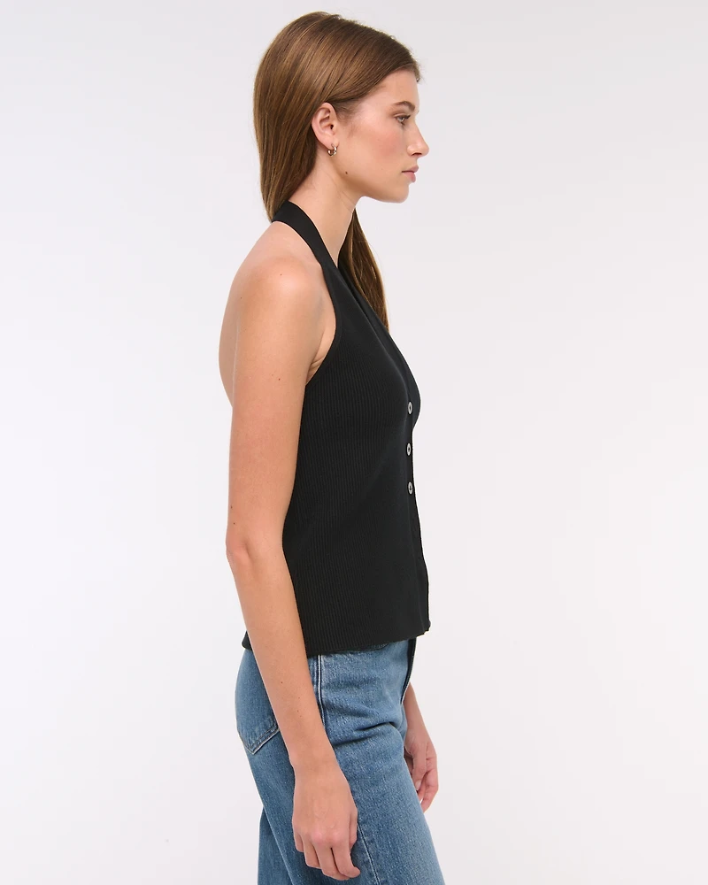 Ribbed Halter Sweater Vest