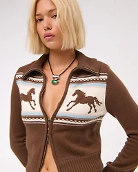 Double Zipper Western Cardigan