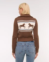 Double Zipper Western Cardigan