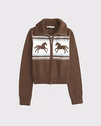 Double Zipper Western Cardigan