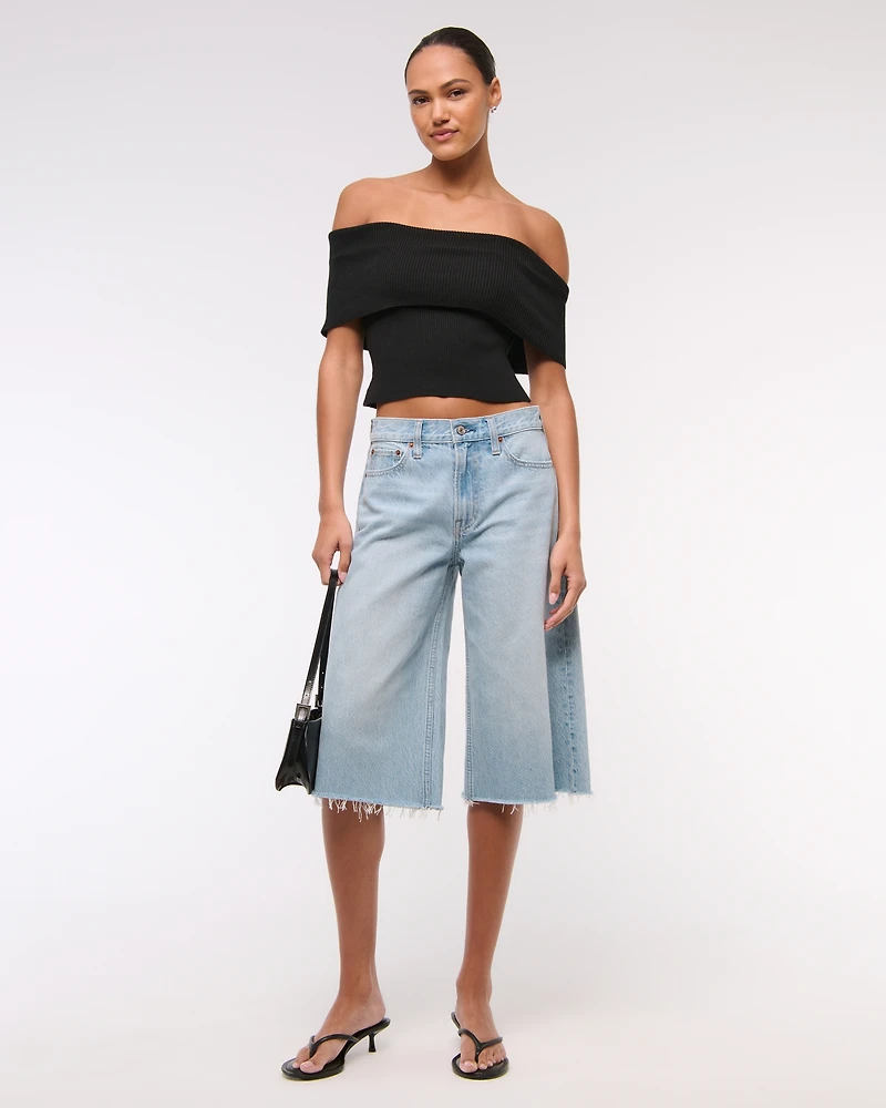 Foldover Off-The-Shoulder Sweater Top