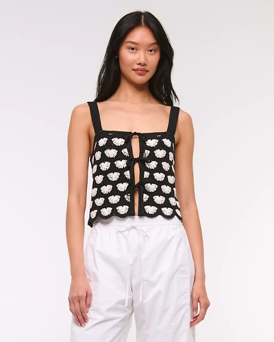 Crochet-Style Tie-Front Tank