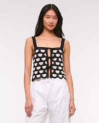 Crochet-Style Tie-Front Tank