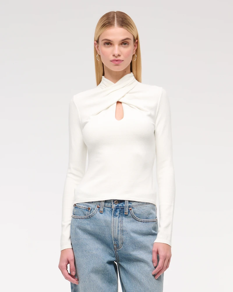 Keyhole Mini Mockneck Sweater
