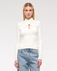 Keyhole Mini Mockneck Sweater