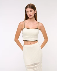 Square Neck Crochet-Style Bra Top