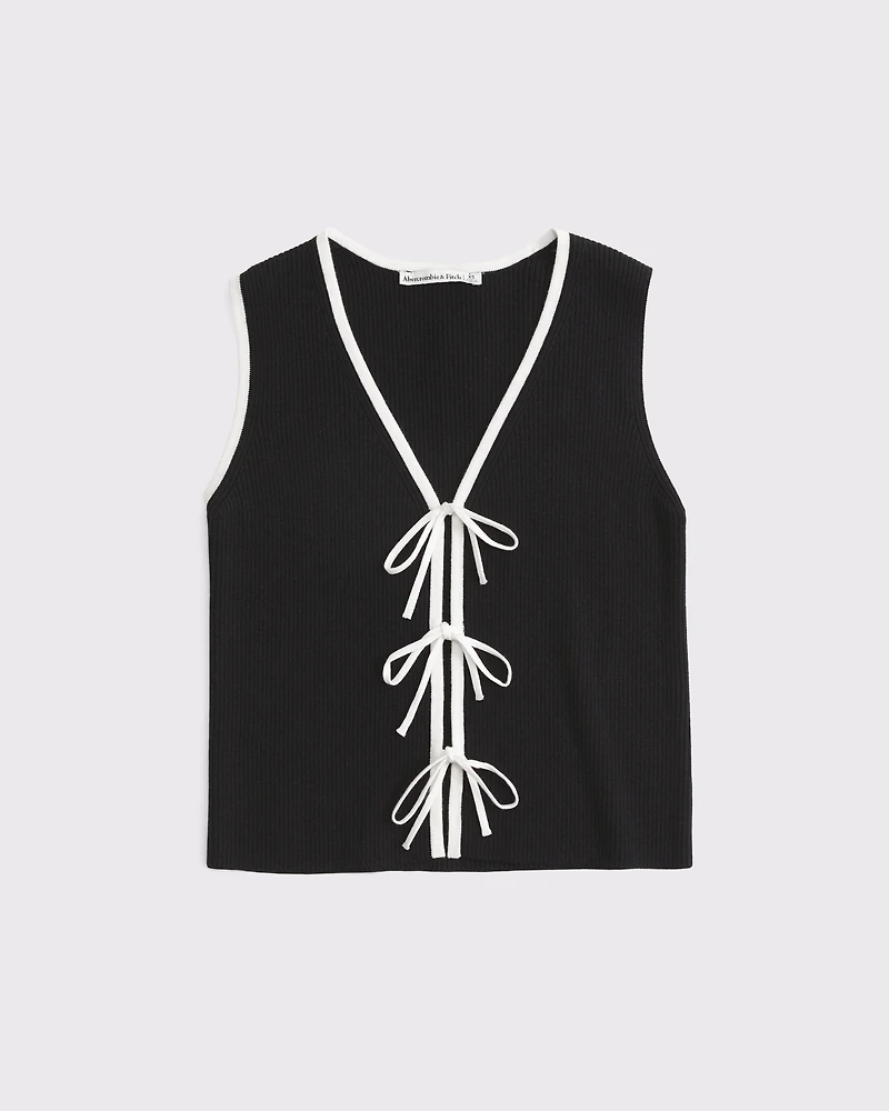 Tie-Front V-Neck Sweater Vest