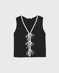 Tie-Front V-Neck Sweater Vest