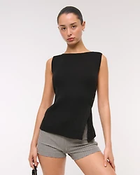 Asymmetrical Button Sweater Tank