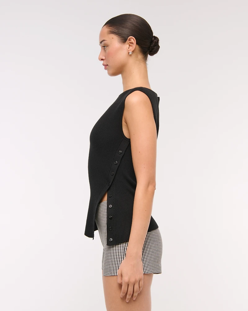 Asymmetrical Button Sweater Tank