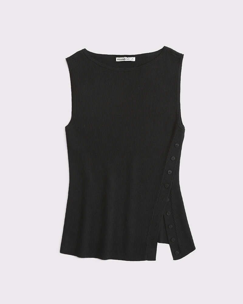Asymmetrical Button Sweater Tank