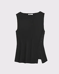 Asymmetrical Button Sweater Tank