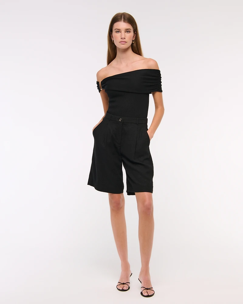 Hardware Off-The-Shoulder Sweater Top
