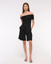 Hardware Off-The-Shoulder Sweater Top
