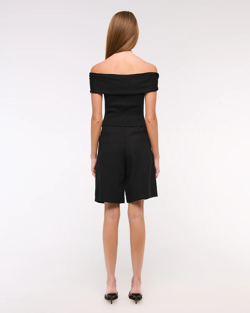 Hardware Off-The-Shoulder Sweater Top