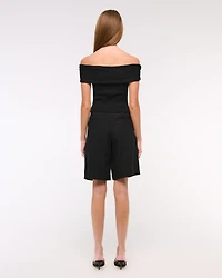 Hardware Off-The-Shoulder Sweater Top