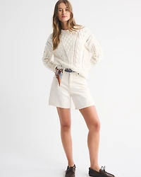 Textural Stitch Cable Crew Sweater