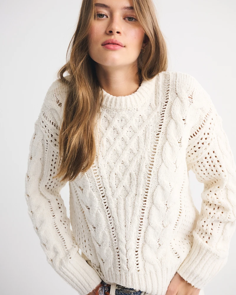 Textural Stitch Cable Crew Sweater