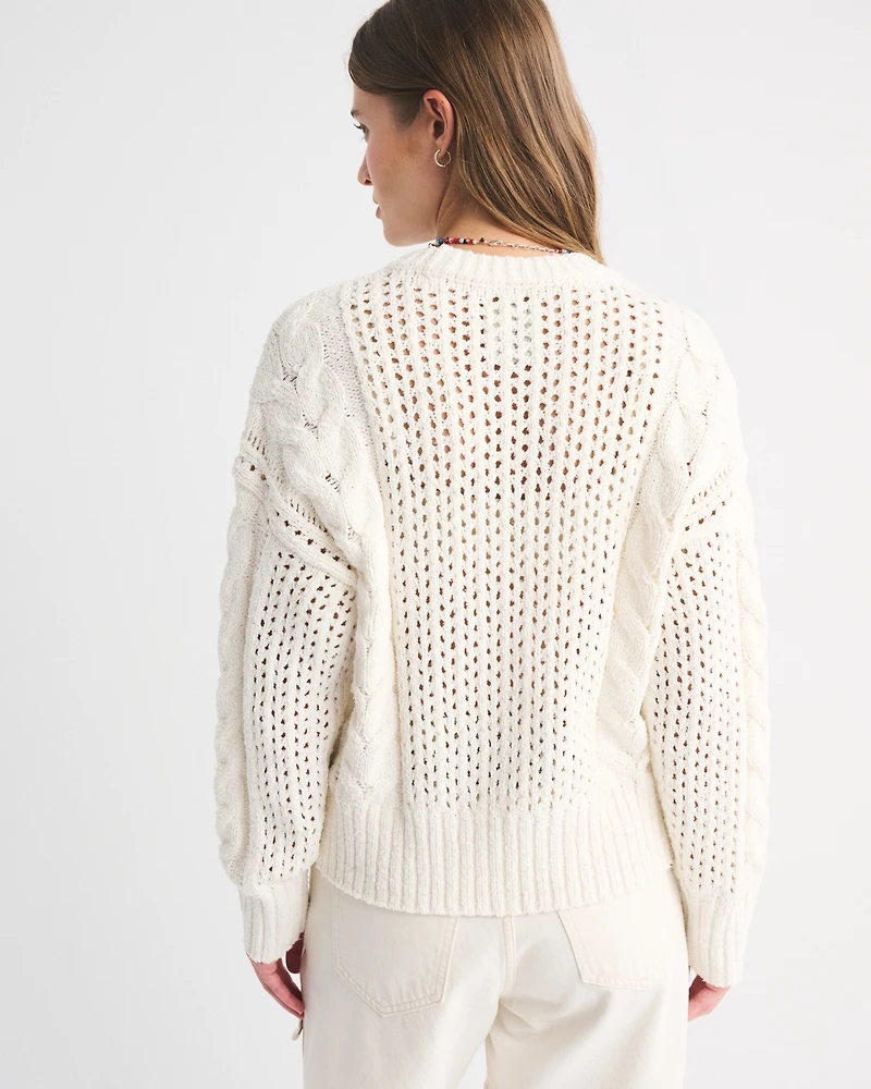 Textural Stitch Cable Crew Sweater