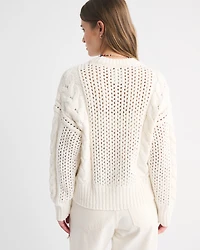 Textural Stitch Cable Crew Sweater