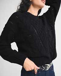 Textural Stitch Cable Crew Sweater