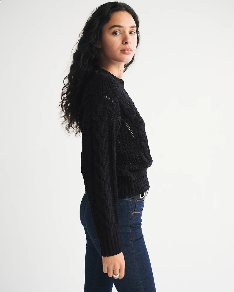 Textural Stitch Cable Crew Sweater