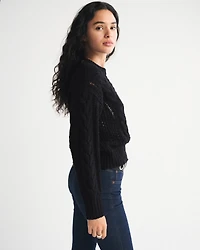 Textural Stitch Cable Crew Sweater