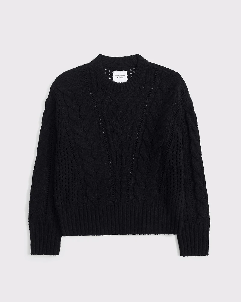Textural Stitch Cable Crew Sweater