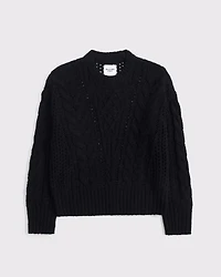 Textural Stitch Cable Crew Sweater
