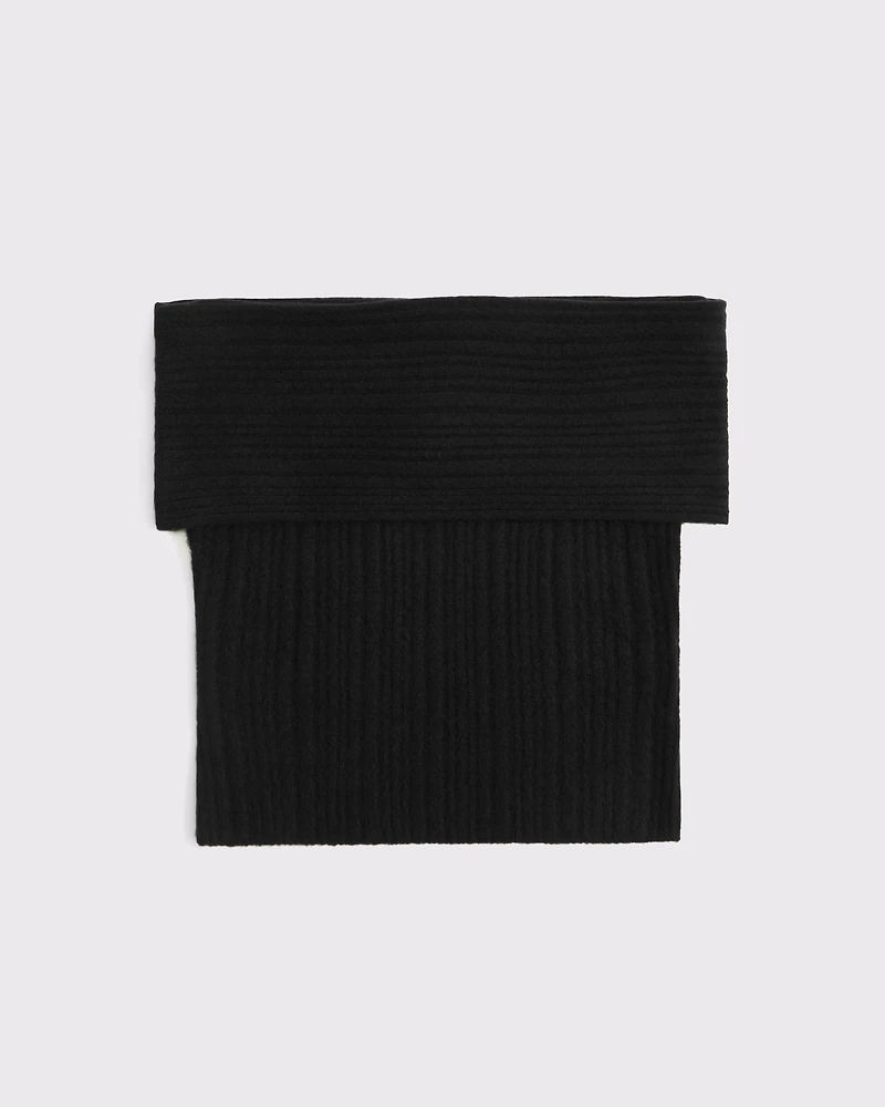 Ribbed Foldover Off-The-Shoulder Sweater Top
