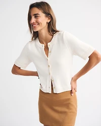 Short-Sleeve Crew Cardigan