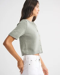 Short-Sleeve Crew Cardigan