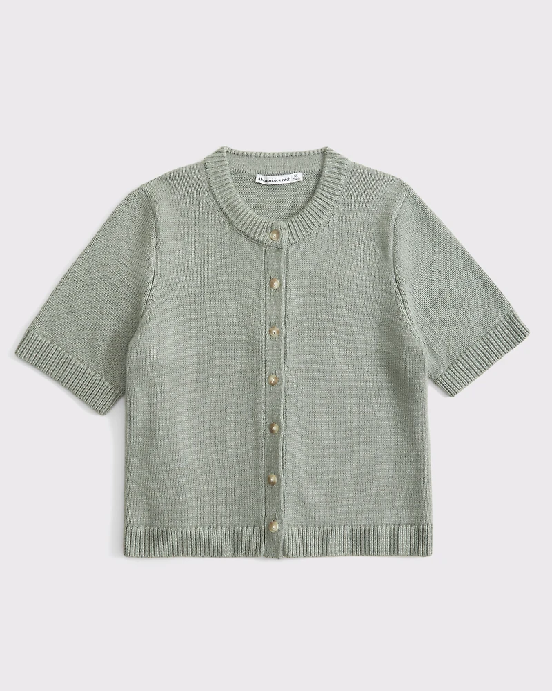Short-Sleeve Crew Cardigan