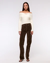 Off-The-Shoulder Twist Sweater
