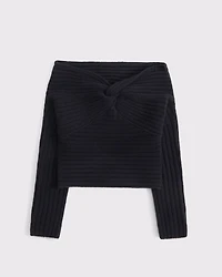 Off-The-Shoulder Twist Sweater