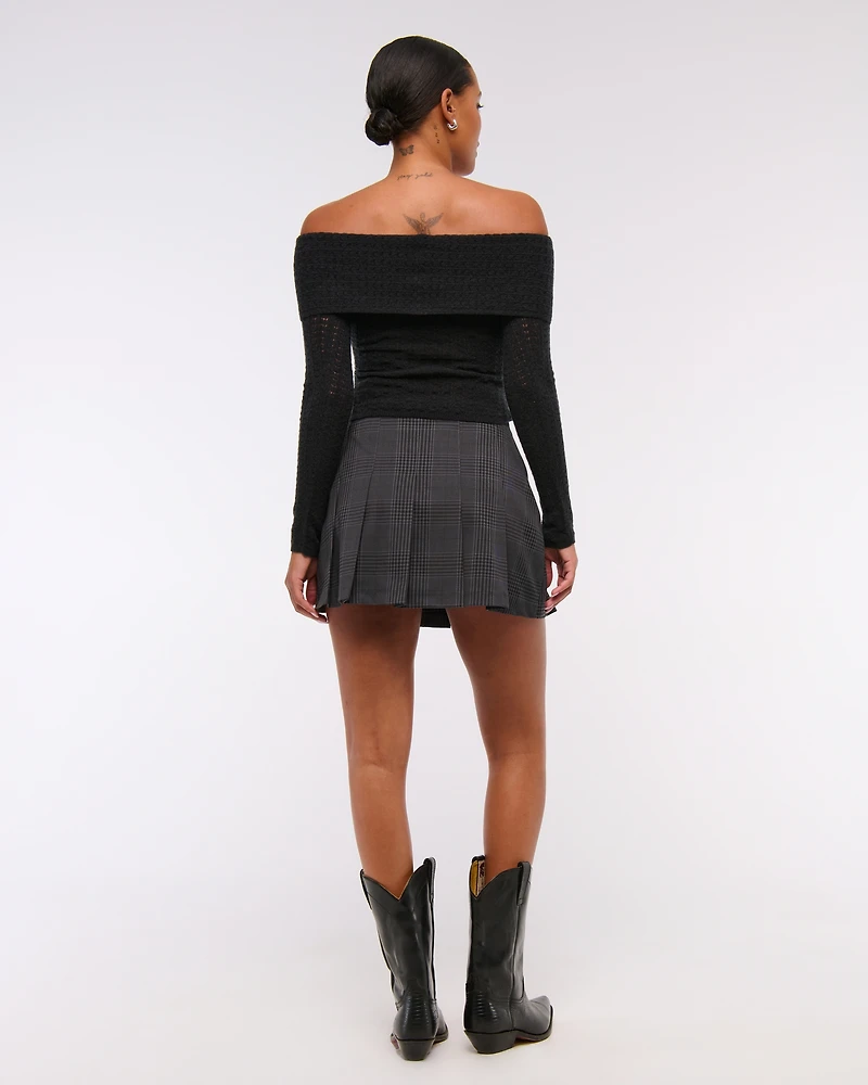 Wool-Blend Pointelle Off-The-Shoulder Sweater