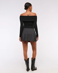 Wool-Blend Pointelle Off-The-Shoulder Sweater