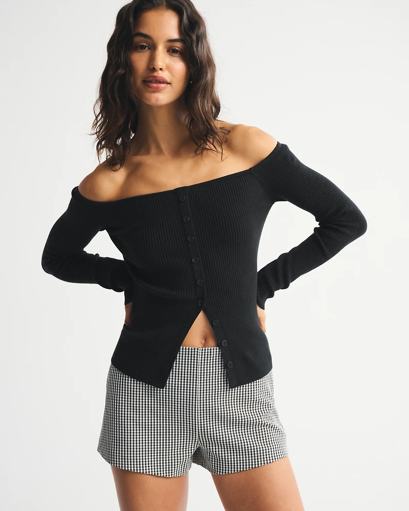 Off-The-Shoulder Button-Through Top