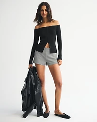 Off-The-Shoulder Button-Through Top