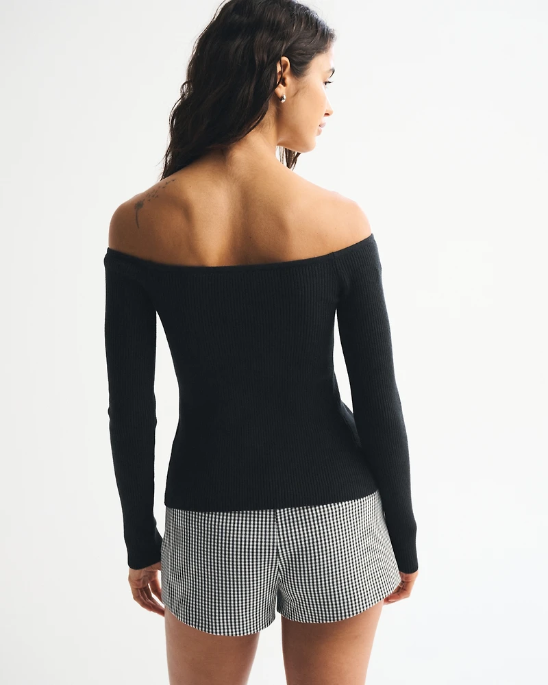 Off-The-Shoulder Button-Through Top