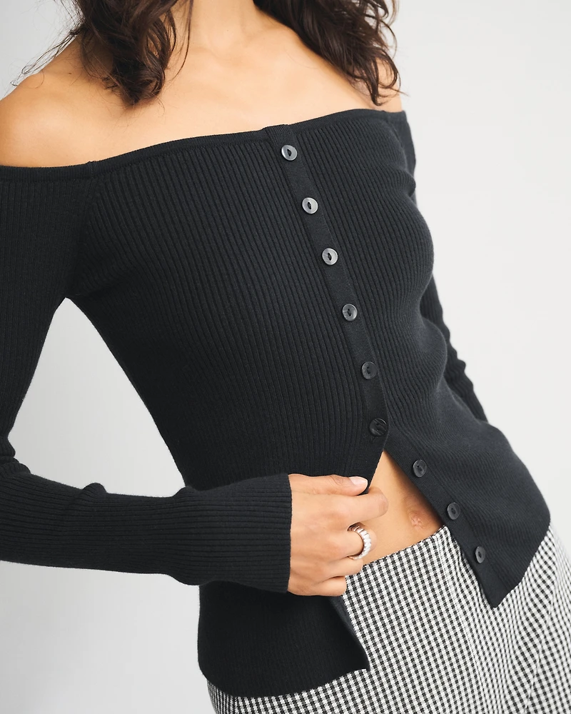 Off-The-Shoulder Button-Through Top