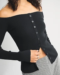 Off-The-Shoulder Button-Through Top