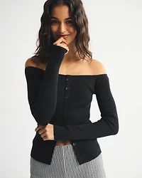 Off-The-Shoulder Button-Through Top