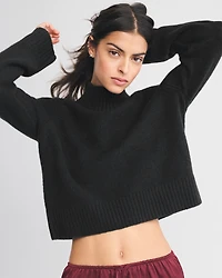 Easy Cable-Knit Mockneck Sweater