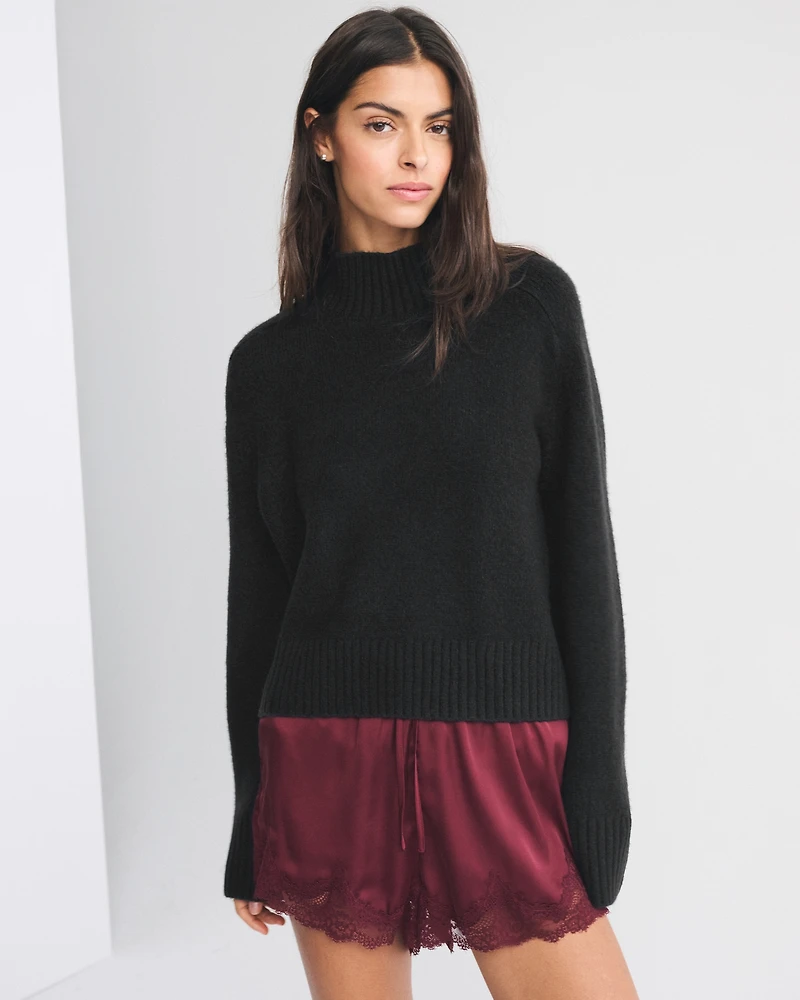 Easy Cable-Knit Mockneck Sweater