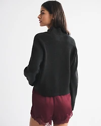 Easy Cable-Knit Mockneck Sweater