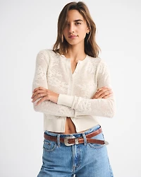 Floral Open-Stitch Cardigan